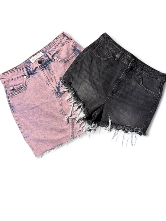 Pants - Y2K Denim Mini Skirt + Distressed Black Denim Shorts Bundle NWOT